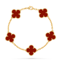 Van Cleef & Arpels Vintage Alhambra Bracelet, 5 Motifs – Carnelian Yellow Gold