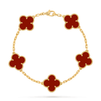 Van Cleef & Arpels Vintage Alhambra Bracelet, 5 Motifs – Carnelian Yellow Gold