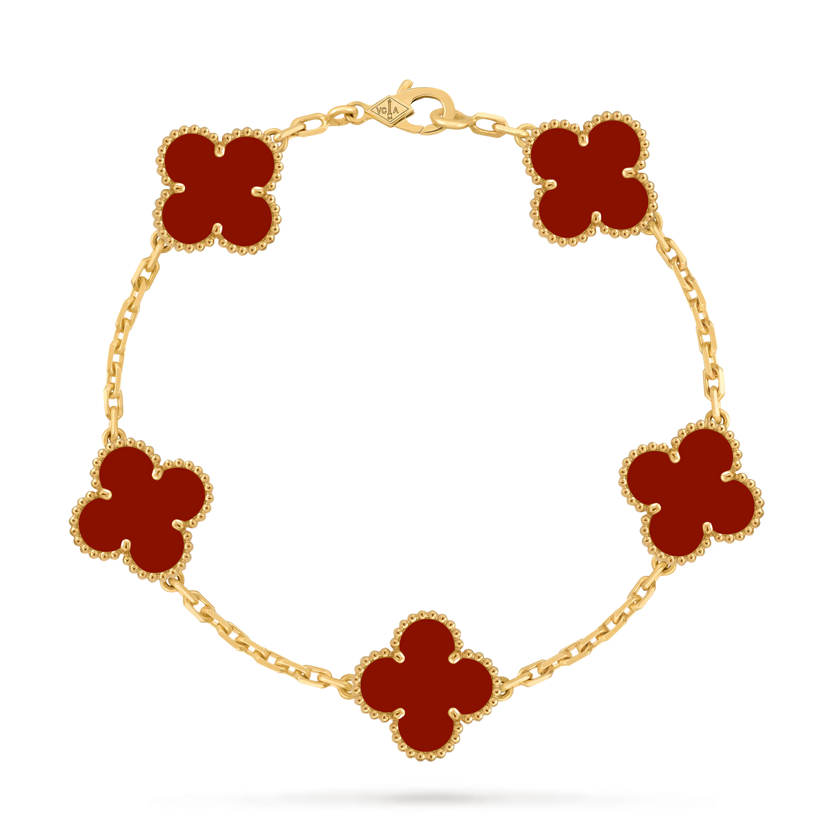 Van Cleef & Arpels Vintage Alhambra Bracelet, 5 Motifs – Carnelian Yellow Gold