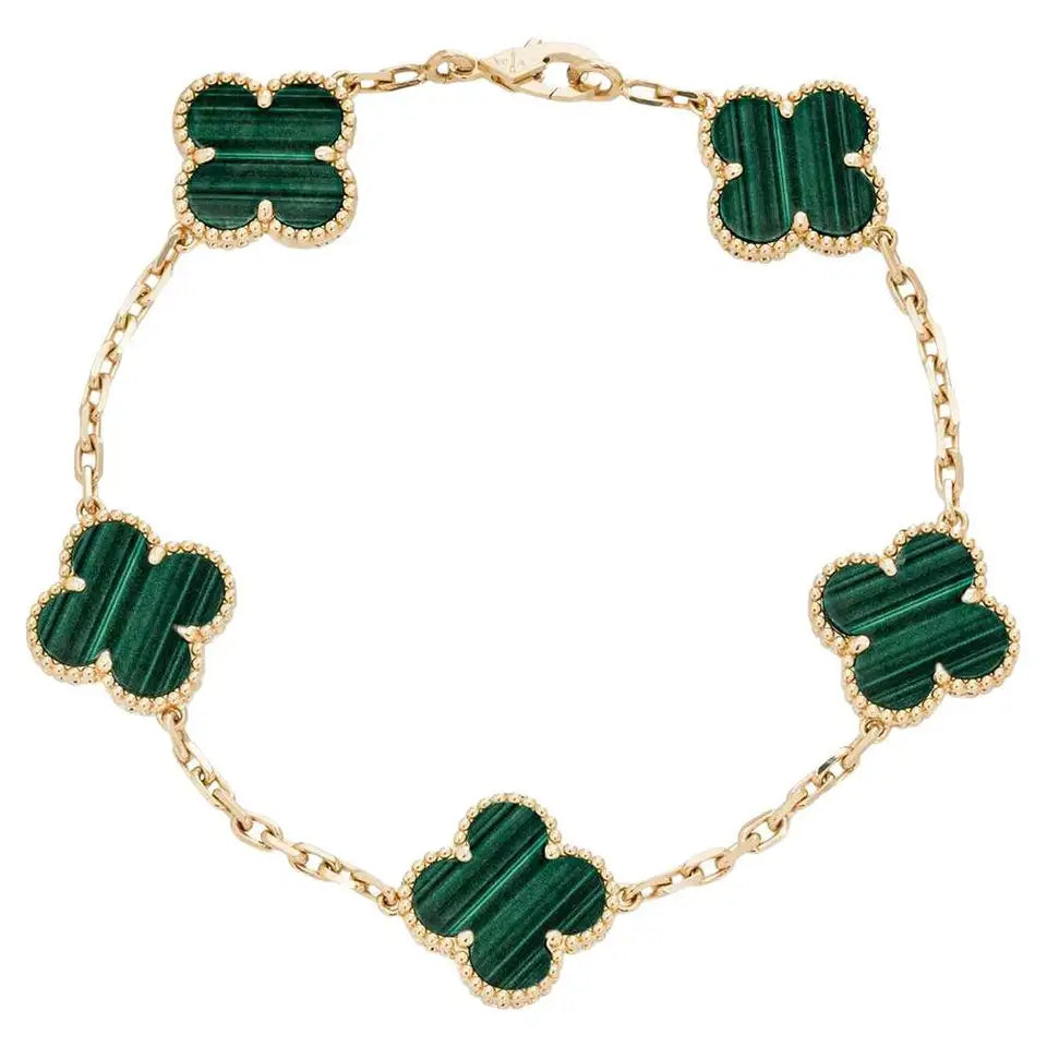 Van Cleef & Arpels Vintage Alhambra 5 Motifs Bracelet - Green