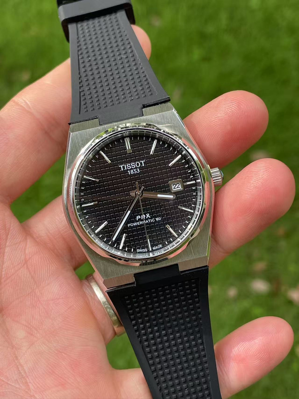 Tissot PRX Powermatic 80 Black Dial – Rubber Strap