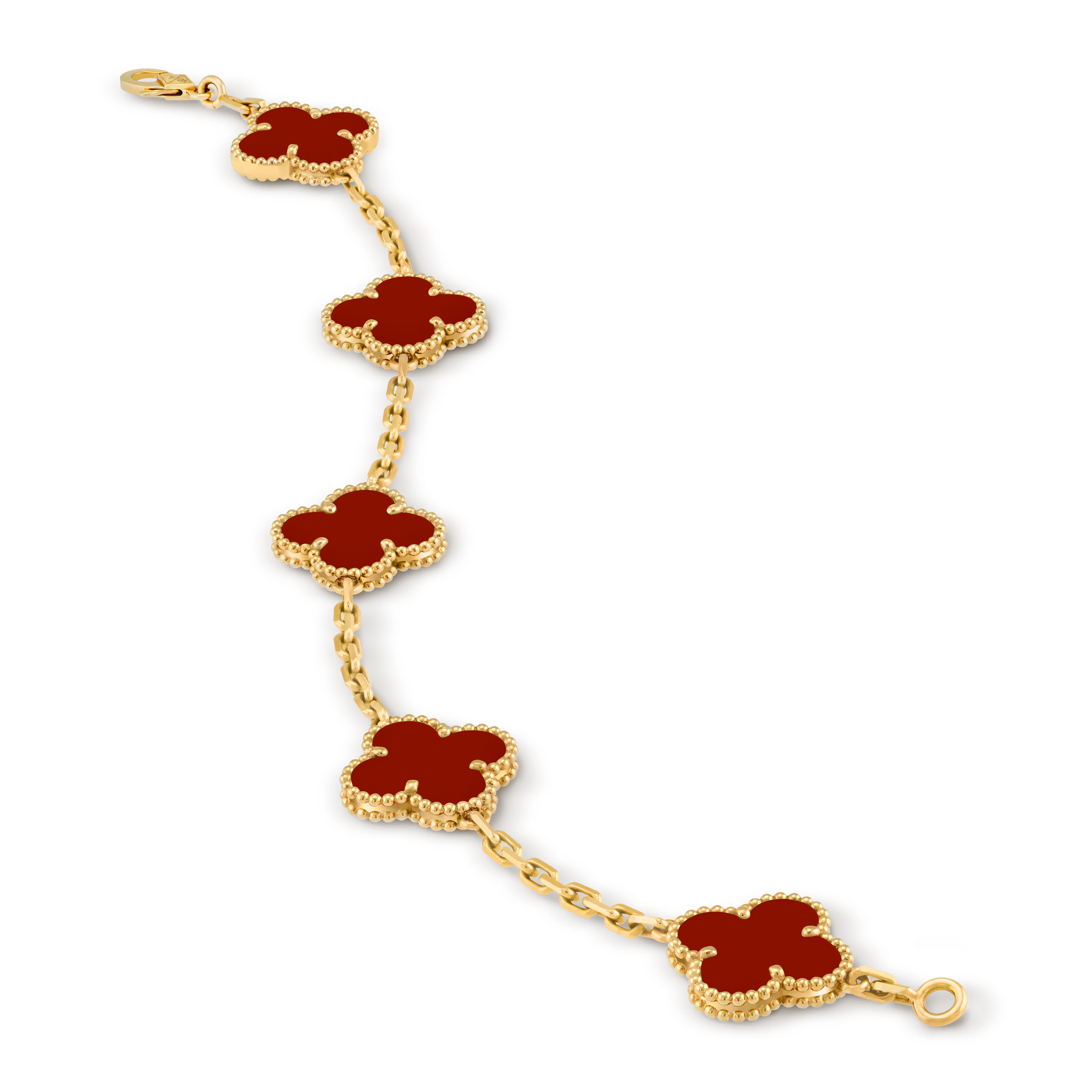 Van Cleef & Arpels Vintage Alhambra Bracelet, 5 Motifs – Carnelian Yellow Gold