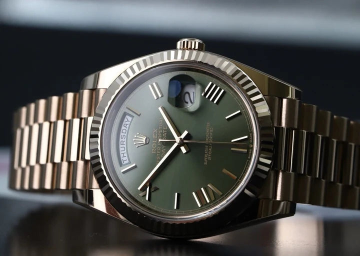 Rolex Day-Date 40 Everose Olive Green Dial