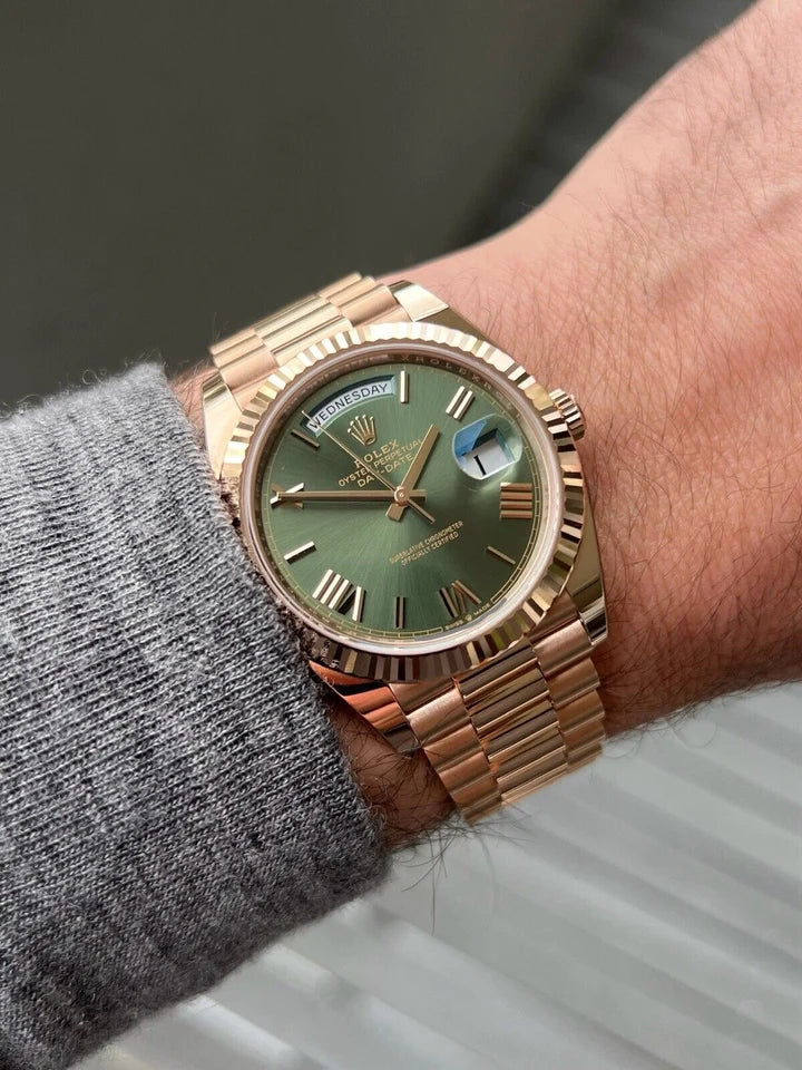 Rolex Day-Date 40 Everose Olive Green Dial