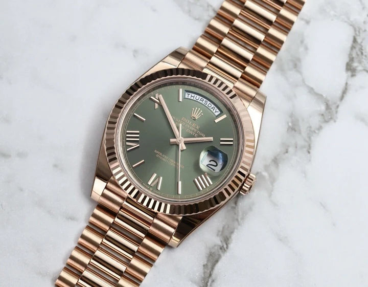 Rolex Day-Date 40 Everose Olive Green Dial