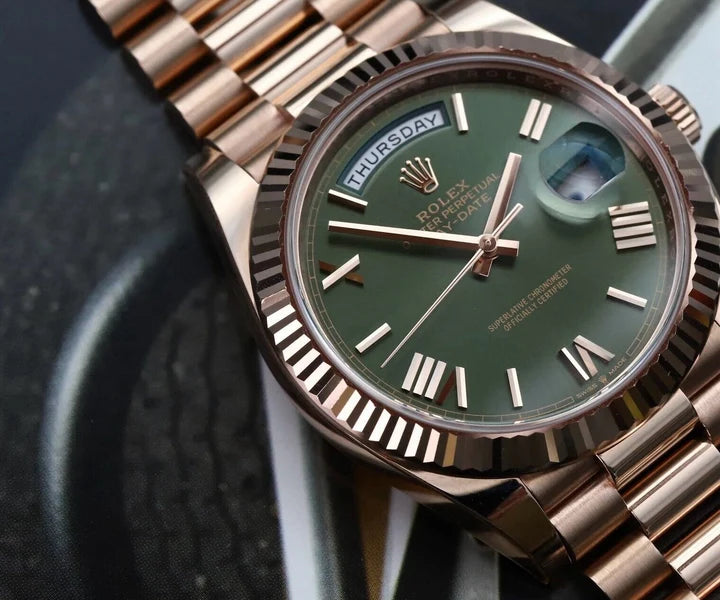 Rolex Day-Date 40 Everose Olive Green Dial