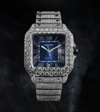 Cartier Santos Steel Diamond with Blue Dial