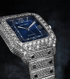 Cartier Santos Steel Diamond with Blue Dial