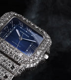 Cartier Santos Steel Diamond with Blue Dial