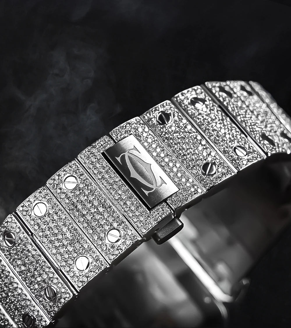 Cartier Santos Steel Diamond with Blue Dial