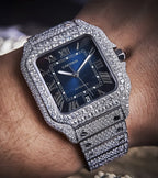 Cartier Santos Steel Diamond with Blue Dial