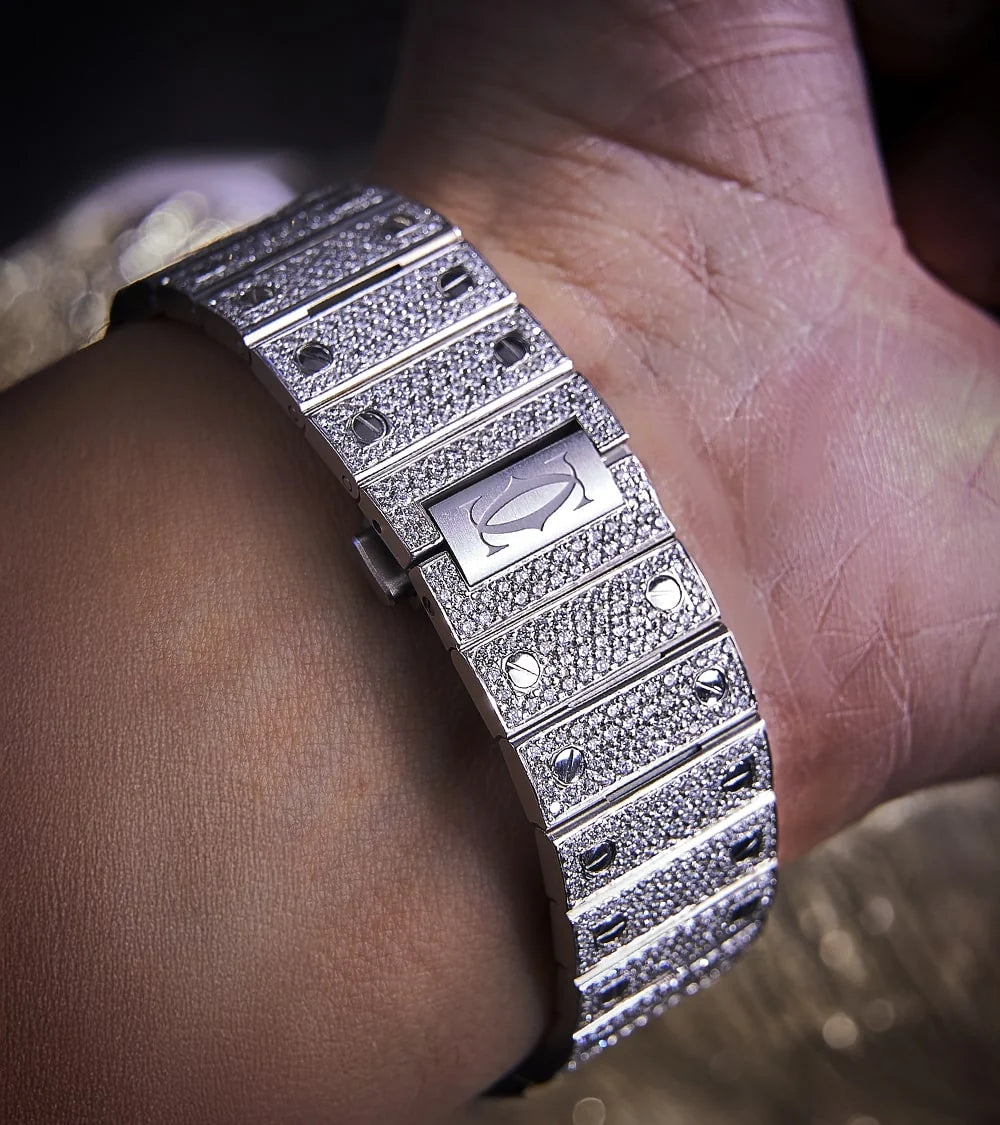 Cartier Santos Steel Diamond with Blue Dial