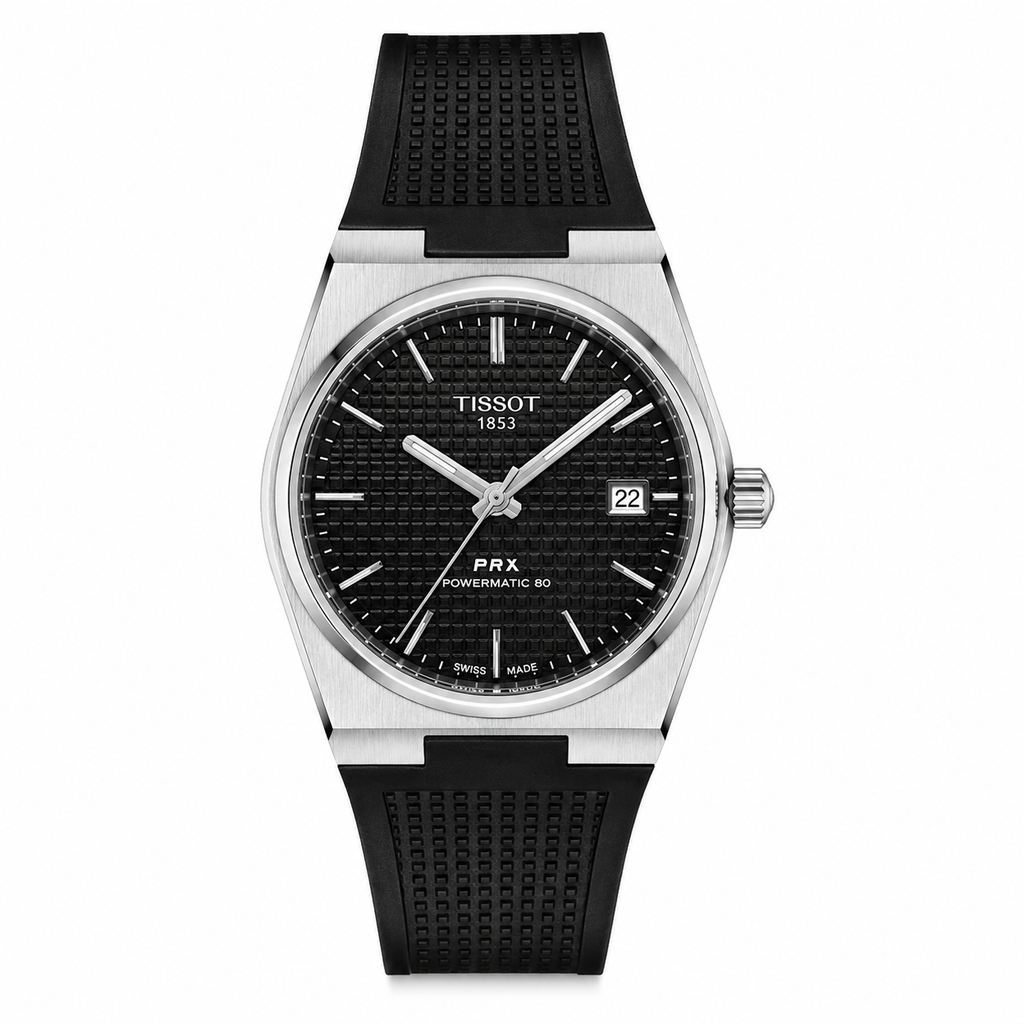 Tissot PRX Powermatic 80 Black Dial – Rubber Strap