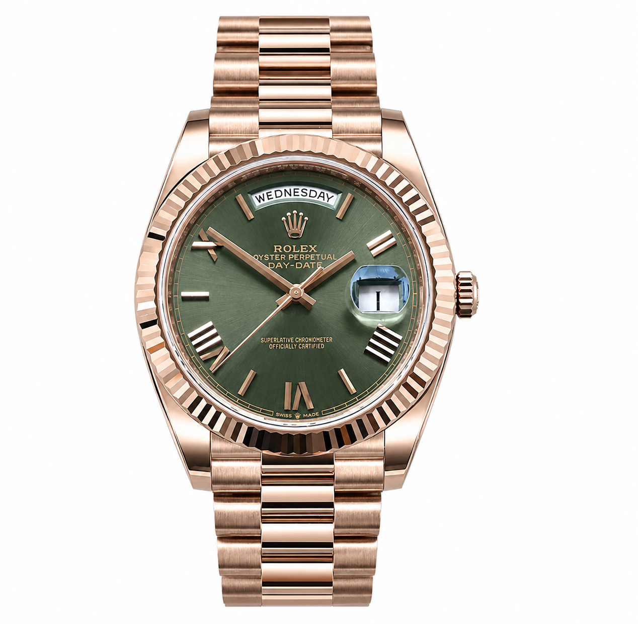 Rolex Day-Date 40 Everose Olive Green Dial
