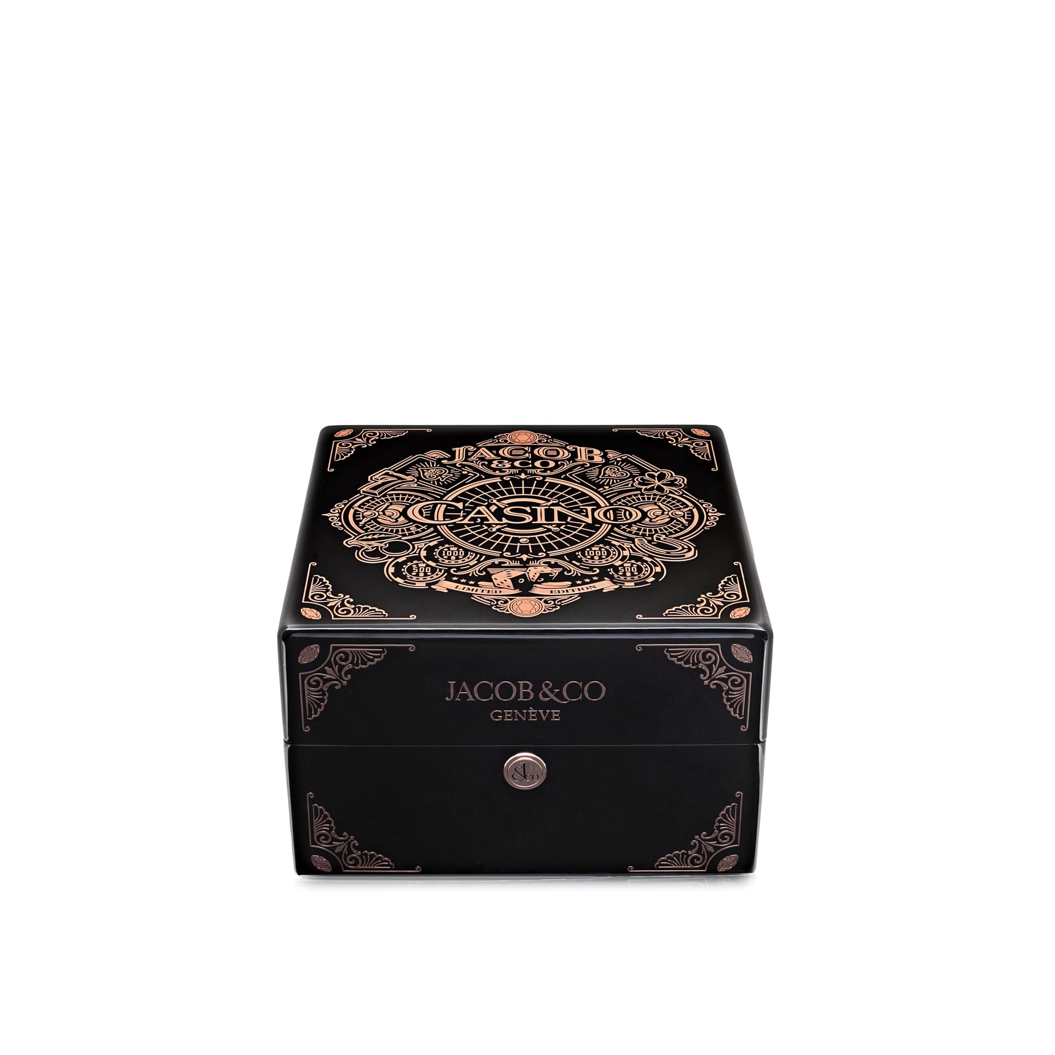 Jacob & Co. 'The Casino Tourbillon' CA100.40.AA.AA.ABALA Rose Gold Black Onyx Dial Limited Edition